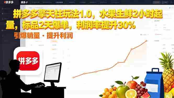 （16429期）拼多多 擎天柱玩法1.0，水果生鲜2小时起量，标品2天爆单，利润率提升30%-中创网_分享创业项目_助您在家赚钱