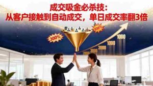 (16432期)吸金成交营销必杀技:从客户接触到自动成交,单日成交率翻3倍-中创网_分享创业项目_助您在家赚钱