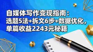 (16378期)自媒体写作变现指南:选题5法+拆文6步+数据优化,单篇收益2243元秘籍-中创网_分享创业项目_助您在家赚钱