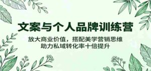 文案与个人品牌训练营,放大商业价值,搭配美学营销思维,助力私域转化率十倍提升-中创网_分享创业项目_助您在家赚钱