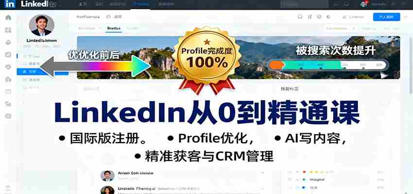 LinkedIn从0到精通课：国际版注册，Profile优化，AI写内容，精准获客与CRM管理-中创网_分享创业项目_助您在家赚钱