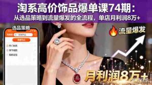 （16351期）淘系高价饰品爆单课74期：从选品策略到流量爆发的全流程，单店月利润8万+-中创网_分享创业项目_助您在家赚钱