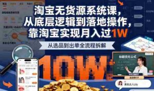 2025最新淘宝无货源系统课,从底层逻辑到落地操作,靠淘宝实现月入过1W-中创网_分享创业项目_助您在家赚钱
