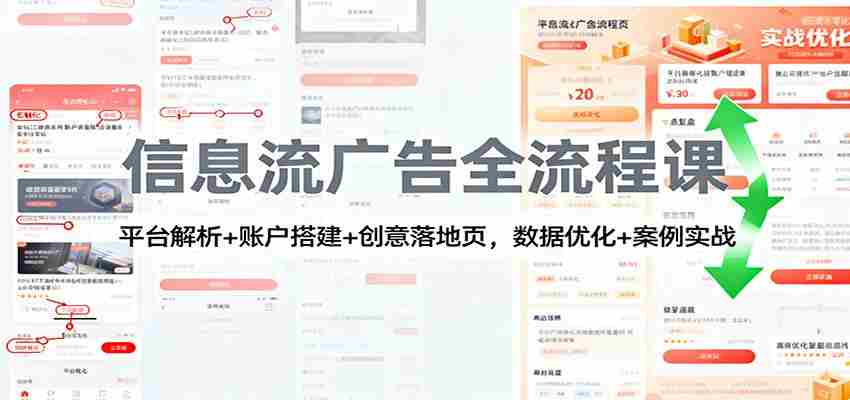 信息流广告全流程课：平台解析+账户搭建+创意落地页，数据优化 + 案例实战-中创网_分享创业项目_助您在家赚钱