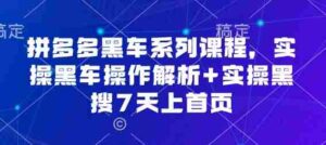拼多多黑车系列课程，实操黑车操作解析+实操黑搜7天上首页【音频】-中创网_分享创业项目_助您在家赚钱