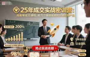 25年成交实战密训营，高客单成交课程，助力个体创业者和企业卖爆产品-中创网_分享创业项目_助您在家赚钱