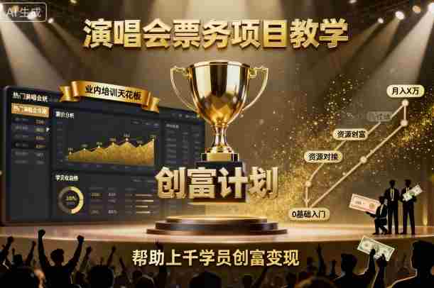 演唱会票务项目教学，业内培训天花板，帮助上千学员创富变现-中创网_分享创业项目_助您在家赚钱