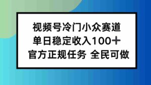 (16234期)视频号小众赛道,单日稳定收入100+,适合所有人-中创网_分享创业项目_助您在家赚钱