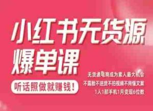 小红书无货源爆单课,不露脸不进货不拍视频不用懂文案1人1部手机1月变现5位数-中创网_分享创业项目_助您在家赚钱