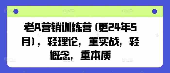 老A营销训练营(更25年10月)，轻理论，重实战，轻概念，重本质-中创网_分享创业项目_助您在家赚钱