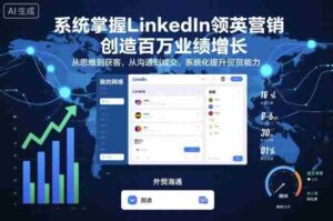 系统掌握LinkedIn领英营销,创造百万业绩增长,从思维到获客,从沟通到成交,系统化提升外贸能力-中创网_分享创业项目_助您在家赚钱