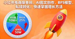 (16187期)小红书电商爆单班,AI图文创作、BFS模型、私域转化,快速掌握增长方法-中创网_分享创业项目_助您在家赚钱