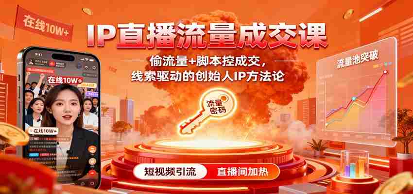 IP直播流量成交课：偷流量+脚本控成交，线索驱动的创始人IP方法论-中创网_分享创业项目_助您在家赚钱