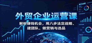 外贸企业运营课:解析赚钱机会,用八步法定战略、建团队、做营销与选品-中创网_分享创业项目_助您在家赚钱