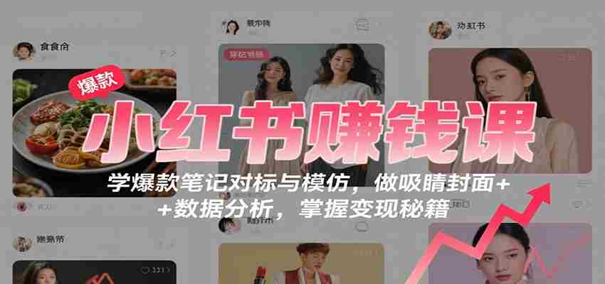 小红书赚钱课：学爆款笔记对标与模仿，做吸睛封面 + 数据分析，掌握变现秘籍-中创网_分享创业项目_助您在家赚钱