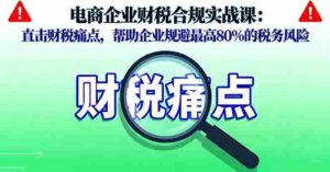 (16232期)电商企业财税合规实战课,直击财税痛点,帮助企业规避最高80%的税务风险-中创网_分享创业项目_助您在家赚钱