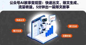 （16201期）公众号AI故事变现营：快速出文、爆文生成、流量收益，5分钟出一篇爆文故事-中创网_分享创业项目_助您在家赚钱
