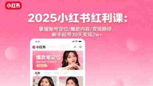 (16153期)2025小红书红利课:掌握账号定位/爆款内容/变现路径,新手起号30天变现2w+-中创网_分享创业项目_助您在家赚钱