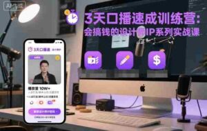 3天口播速成训练营，会搞钱的设计师IP系列实战课-中创网_分享创业项目_助您在家赚钱