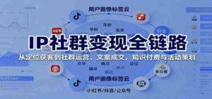 IP社群变现全链路，从定位获客到社群运营、文案成交，知识付费与活动策划-中创网_分享创业项目_助您在家赚钱
