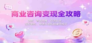 商业咨询变现全攻略:销售、营销思维,引流锁客,海报制作,快速打造私域赚钱模式-中创网_分享创业项目_助您在家赚钱