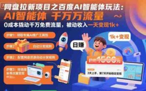 网盘拉新项目之百度Ai智能体玩法,0成本撬动千万免费流量,被动收入,一天变现1k+-中创网_分享创业项目_助您在家赚钱