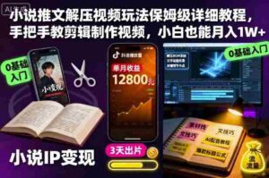 小说推文解压视频玩法保姆级详细教程,手把手教剪辑制作视频,小白也能月入1W+-中创网_分享创业项目_助您在家赚钱