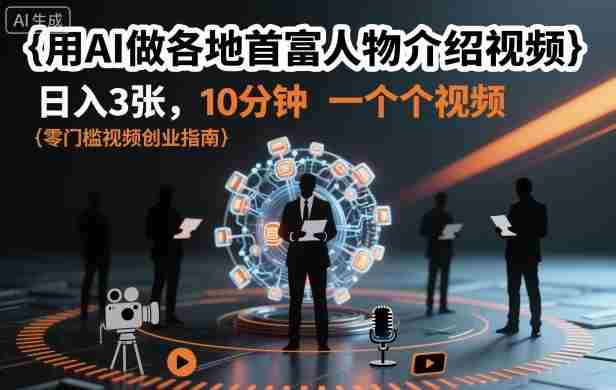 用AI做各地首富人物介绍视频，日入3张，10分钟一个视频-中创网_分享创业项目_助您在家赚钱