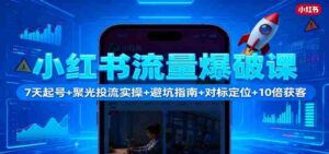 小红书流量爆破课:7天起号+聚光投流实操+避坑指南+对标定位+10倍获客-中创网_分享创业项目_助您在家赚钱