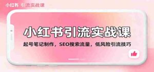 小红书引流实战课:起号笔记制作,SEO搜索流量,低风险引流技巧-中创网_分享创业项目_助您在家赚钱
