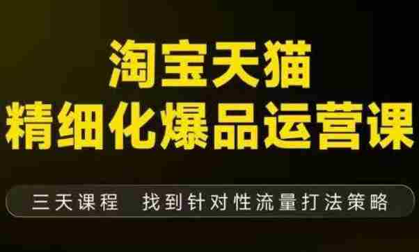 淘宝天猫精细化爆品运营（9月12-14杭州线下课），全方位拆解爆品打造逻辑【音频+字幕+文档】-中创网_分享创业项目_助您在家赚钱