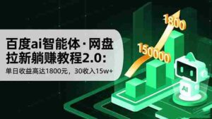 （16565期）百度ai智能体·网盘拉新躺赚教程2.0：单日收益高达1800元，30收入15w+-中创网_分享创业项目_助您在家赚钱