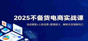 2025不备货电商实战课:选品模型+上架运营+管理放大,解锁无货源新风口-中创网_分享创业项目_助您在家赚钱