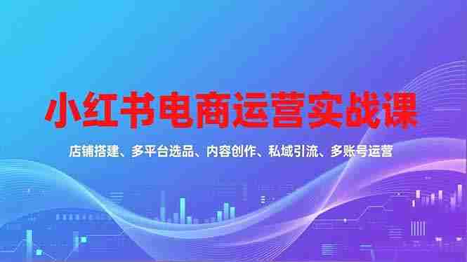 （16695期）小红书电商运营实战课，店铺搭建、多平台选品、内容创作、私域引流、多账号运营等玩法-中创网_分享创业项目_助您在家赚钱