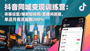 (16571期)抖音同城变现训练营:来客设置/爆款短视频/直播间搭建,单店月客流量翻200%-中创网_分享创业项目_助您在家赚钱