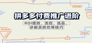 拼多多付费推广进阶,ROI提效、流控、选品、诊断及防坑等技巧(更新11月)-中创网_分享创业项目_助您在家赚钱