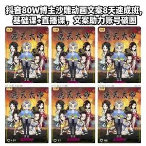 抖音80W博主沙雕动画文案8天速成班,基础课+直播课,文案助力账号破圈-中创网_分享创业项目_助您在家赚钱