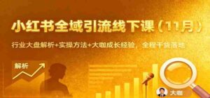 小红书全域引流线下课(11月):行业大盘解析+实操方法+大咖成长经验,全程干货落地-中创网_分享创业项目_助您在家赚钱