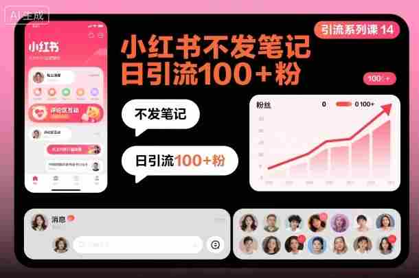 引流系列课14:小红书不发笔记日引流100+粉