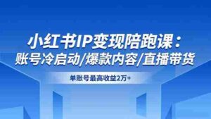 (16550期)小红书IP变现陪跑课:账号冷启动/爆款内容/直播带货,单账号最高收益2万+-中创网_分享创业项目_助您在家赚钱