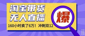 (16665)年前风口!淘宝带货,无人直播160小时卖了6万!-中创网_分享创业项目_助您在家赚钱