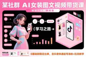 某社群AI女装图文视频带货课，教学全面，0基础到稳定出单，含抖音快速起号涨粉+拉流教学-中创网_分享创业项目_助您在家赚钱