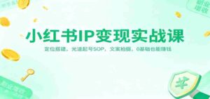 小红书IP变现实战课:定位搭建,光速起号SOP,文案拍摄,0基础也能赚钱-中创网_分享创业项目_助您在家赚钱