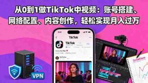 (16461期)从0到1做TikTok中视频:账号搭建、网络配置、内容创作,轻松实现月入过万-中创网_分享创业项目_助您在家赚钱