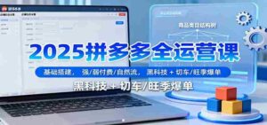 2025拼多多全运营课:基础搭建,强/弱付费/自然流,黑科技 + 切车/旺季爆单-中创网_分享创业项目_助您在家赚钱