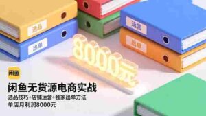 (16497期)闲鱼无货源电商实战,选品技巧+店铺运营+独家出单方法,单店月利润8000元-中创网_分享创业项目_助您在家赚钱