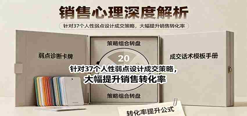 销售心理深度解析：针对37个人性弱点设计成交策略，大幅提升销售转化率！-中创网_分享创业项目_助您在家赚钱
