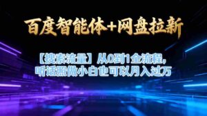 百度智能体+网盘拉新【搜索流量】从0到1全流程,听话照做小白也可以月入过1W-中创网_分享创业项目_助您在家赚钱