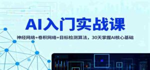 AI入门实战课：神经网络+卷积网络+目标检测算法，30天掌握AI核心基础-中创网_分享创业项目_助您在家赚钱