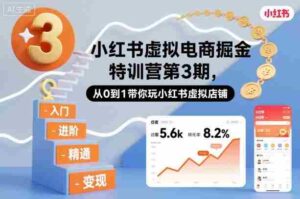 小红书虚拟电商掘金特训营第3期,从0到1带你玩小红书虚拟店铺-中创网_分享创业项目_助您在家赚钱